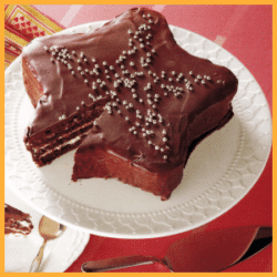 Schoko-Sternentorte und gebackener Marzipanbaum