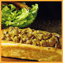 Knoblauch Brot mit Sahne-Champignons und Königin-Pasteten