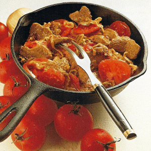 Schinkenauflauf mit Kräutertomaten und Tomaten Fleisch
