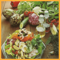 Elegante Salatplatte und leckerer Würziger grüner Salat