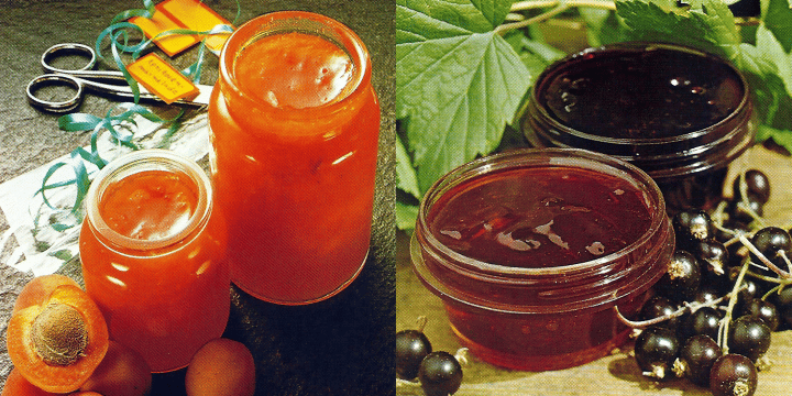 Aprikosen Konfitüre, Johannisbeergelee- und Marmelade