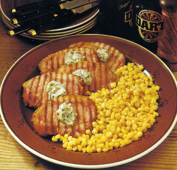 Schweinenacken vom Grillspieß, Schweinespeck u. Grillfleisch 