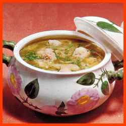 Kohlsuppe, Zwiebelsuppe und Feine Schinkensuppe. 3 Suppen