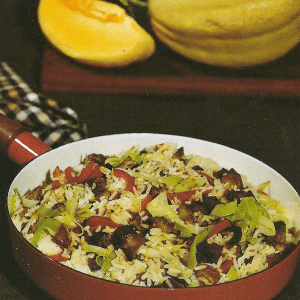 Hähnchenleber in Risotto und Risotto mit Frühstücksspeck